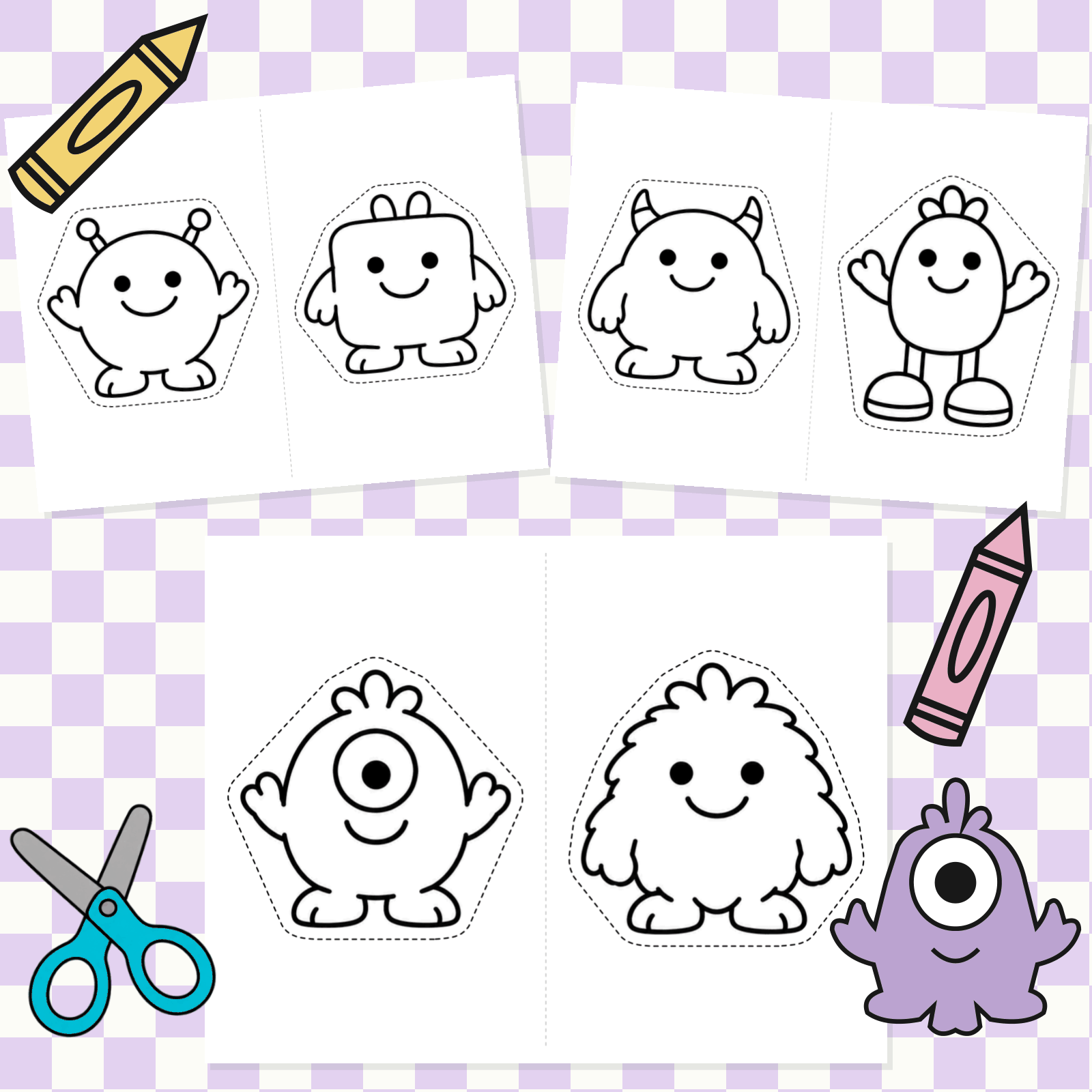 Silly Monsters-Color & Cut.