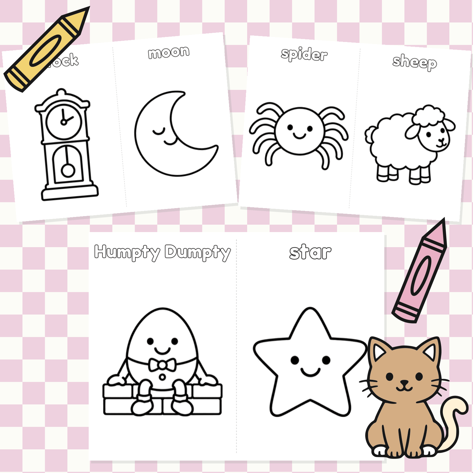 Nursery Rhymes-Simple Coloring Pages.