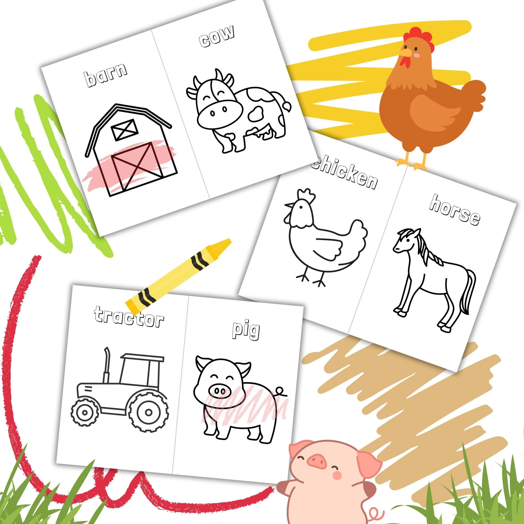 Simple Coloring Pages for Little Hands – Farm.