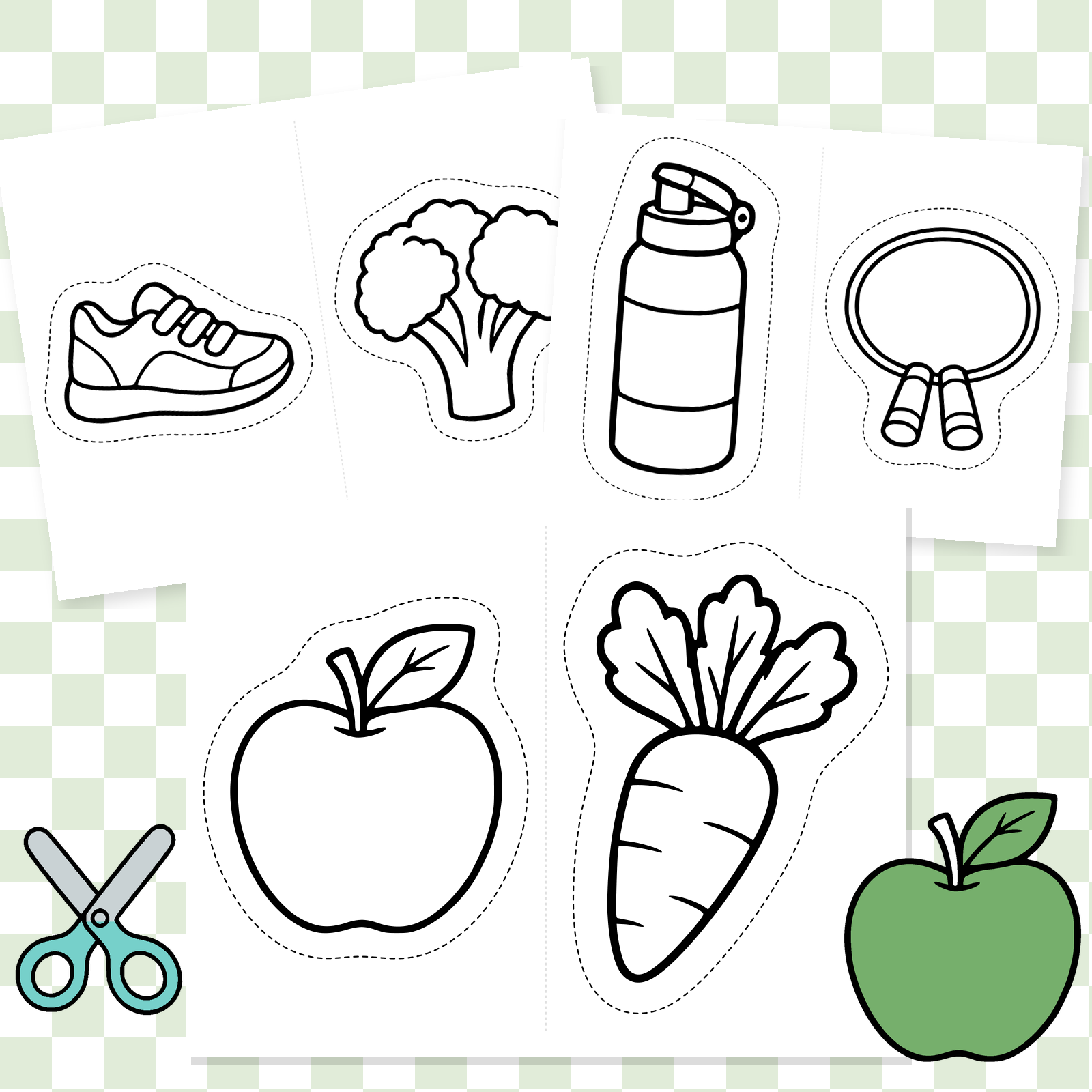 Healthy Food & Exercise-Color & Cut.