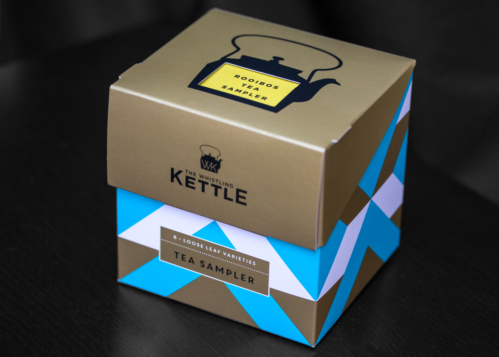 One of the Whistling Kettle Tea Sampler boxes