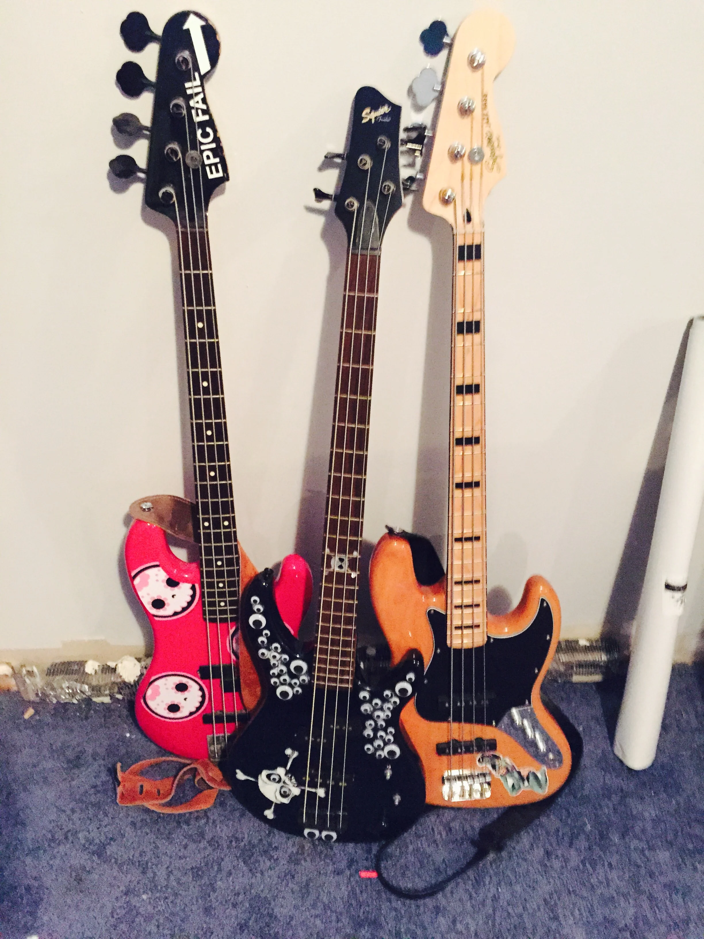 If you are lacking in the instrument department I have a few. From left to right "Boo Boo Kitty F@&k" (formerly Doink), "Google" and "Woody" 