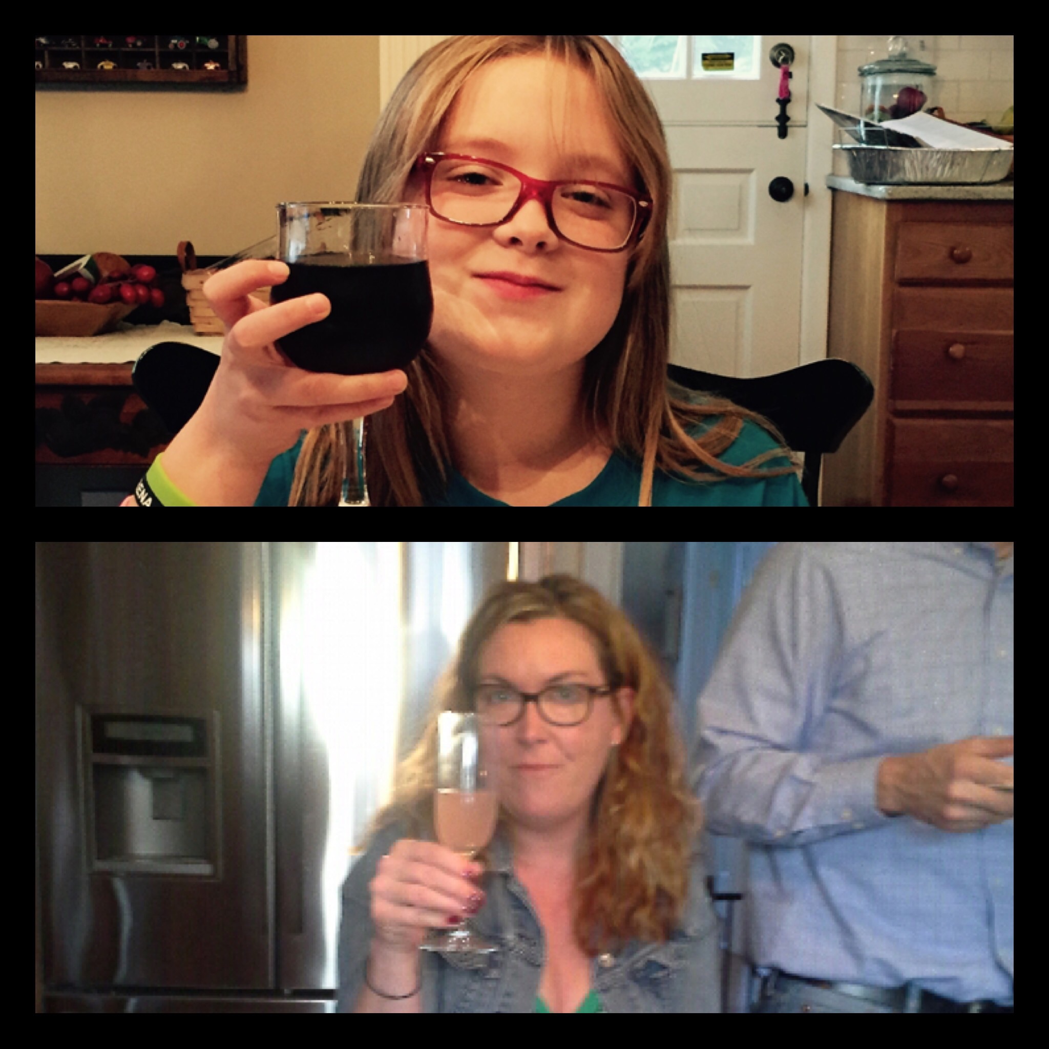 Sent this to my cousin cause Zoey said "I feel like Auntie with this glass" and she sent this right back. Ahh to celebrate by technology
