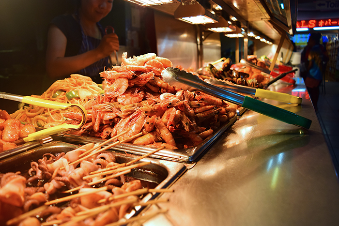 One of the self-serve Chinese restaurants in the Night Marekets' food court.