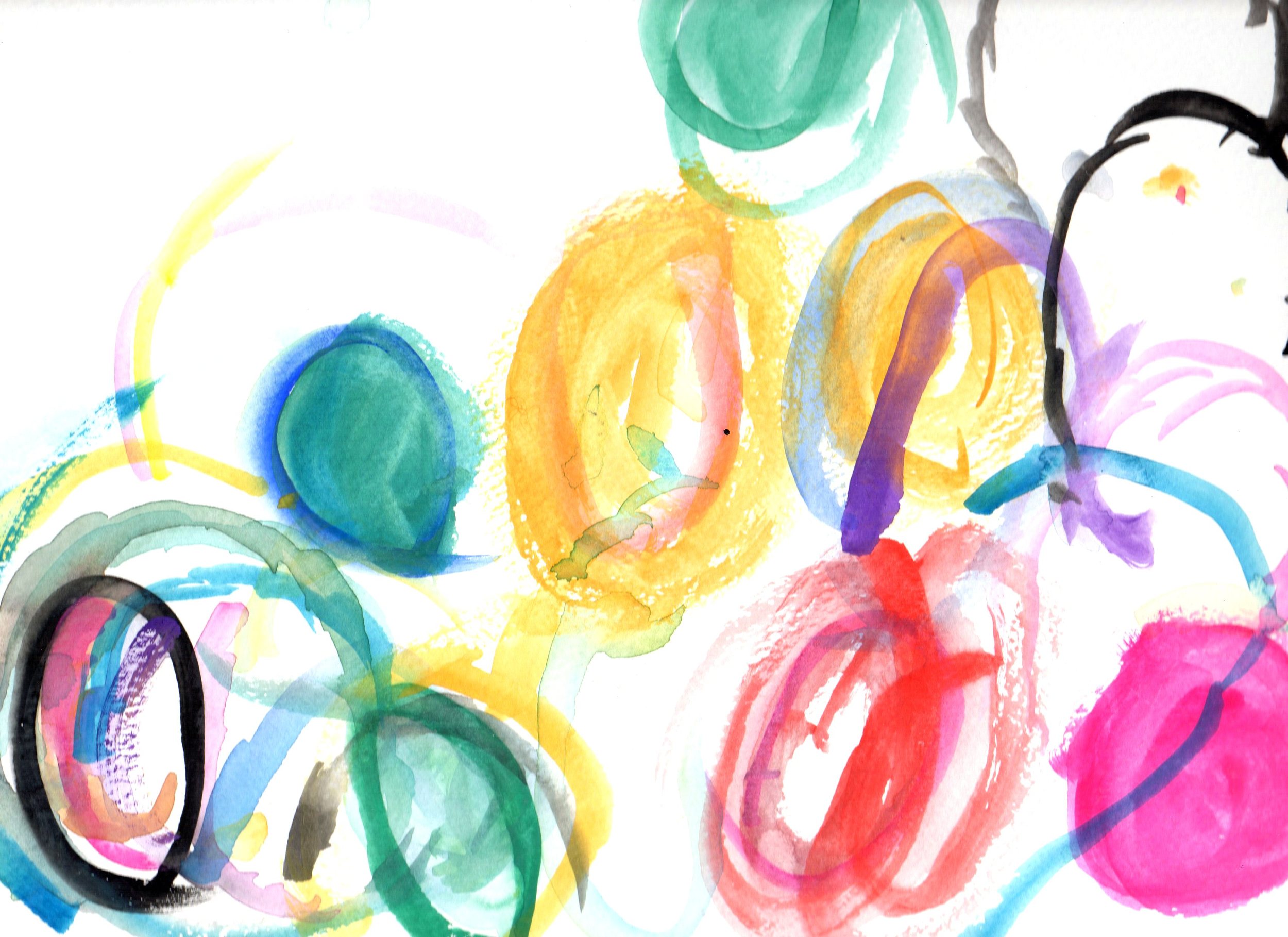 The Family Circle by Marilyn H It's exhilarating to stumble upon those moments when a person is slightly scared to try something different, and yet they move forward with the courage to create. This painting is a perfect example of that.&