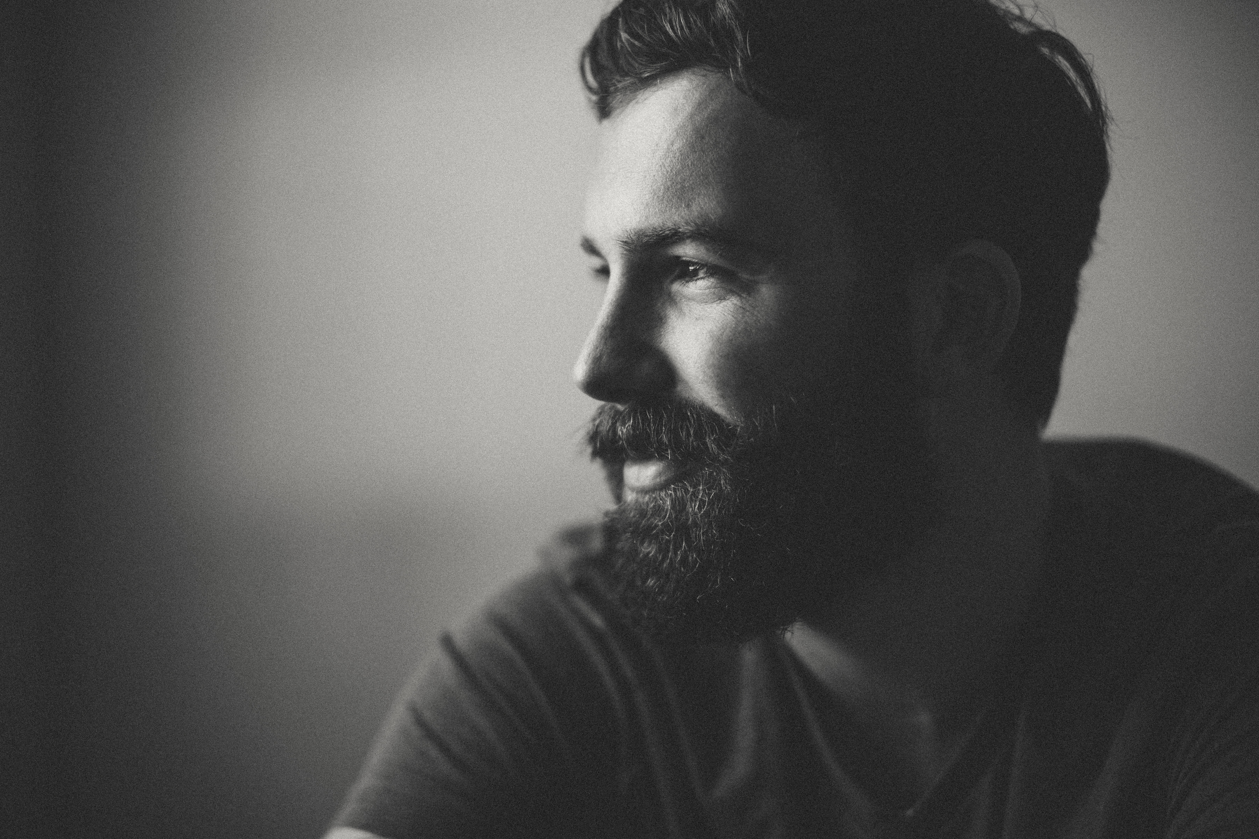 Daniel Alkato Smiling beard Black and White