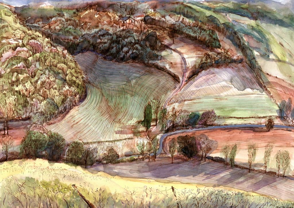 Ploughed Valley in Twilight