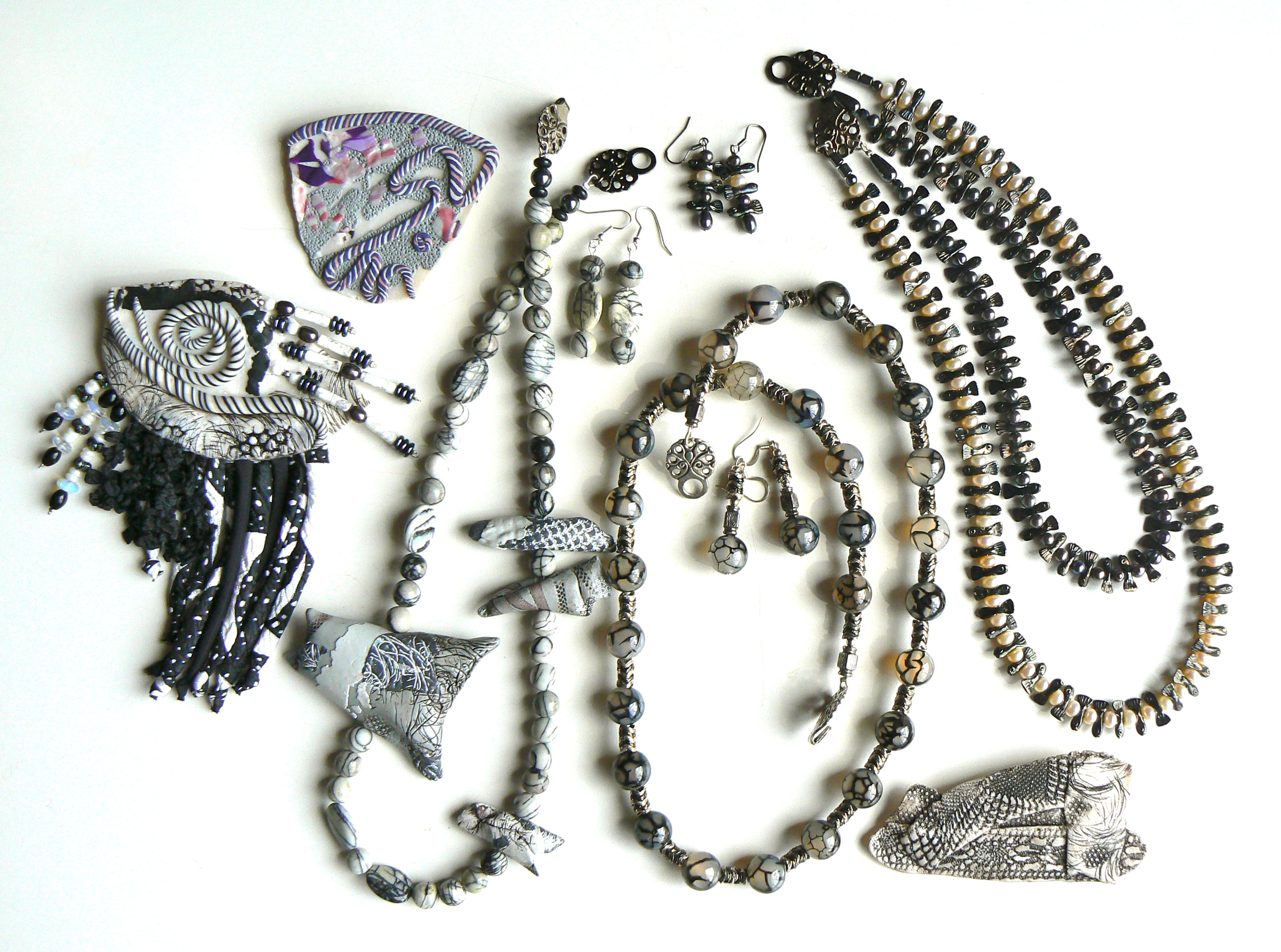 Neckpiece and Earring Sets, Brooches