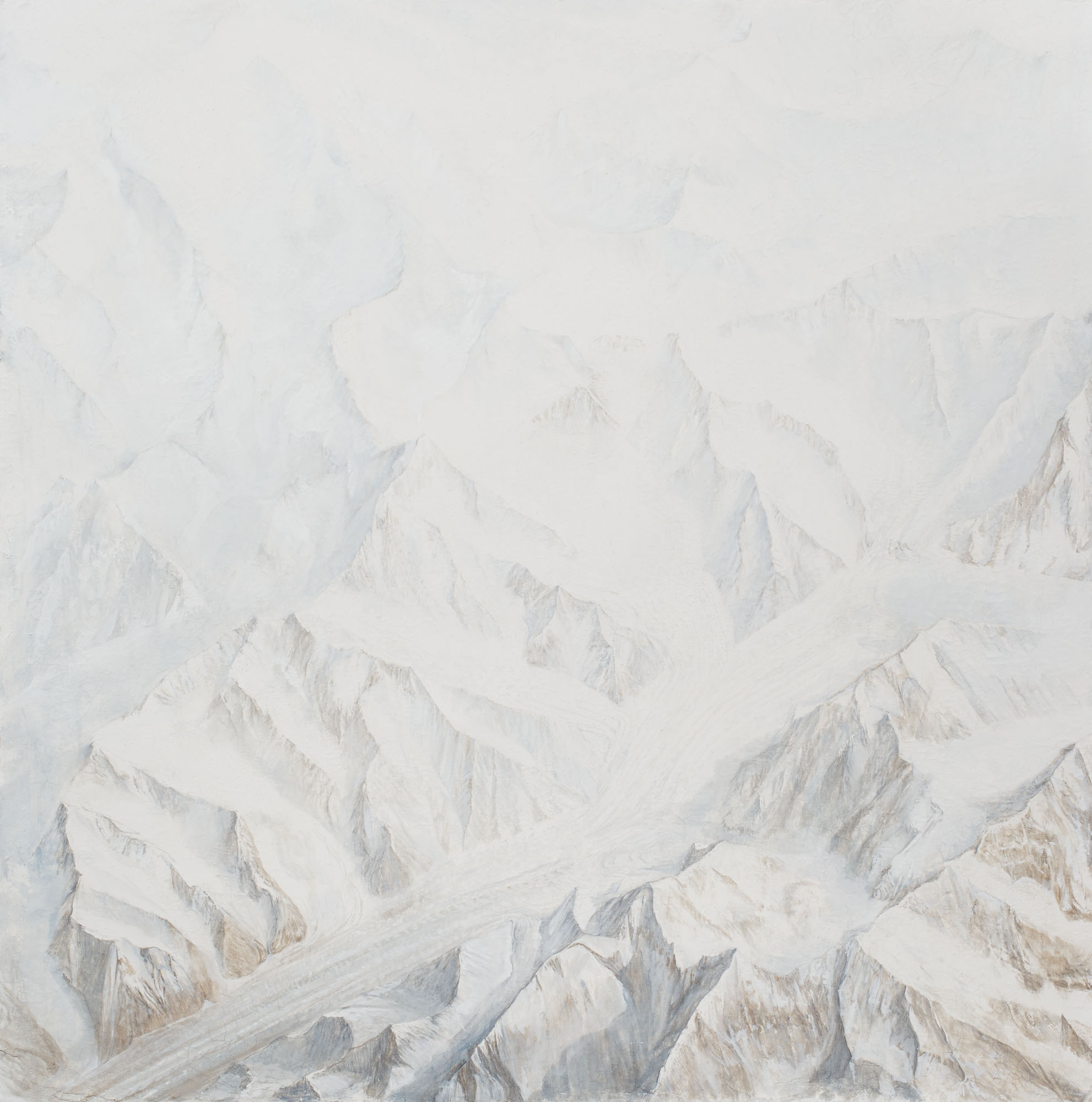 Tian Shan Glacier As recorded from the International Space StationOil and Graphite on Fresco Plaster 2015