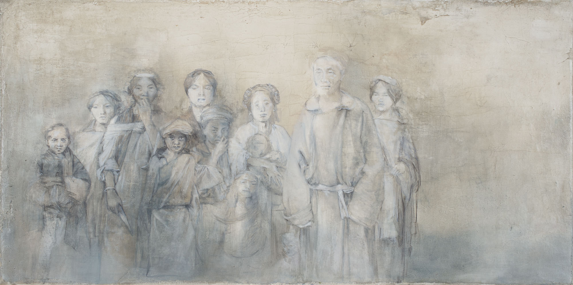 Family , Oil and graphite on Fresco Plaster. 2015
