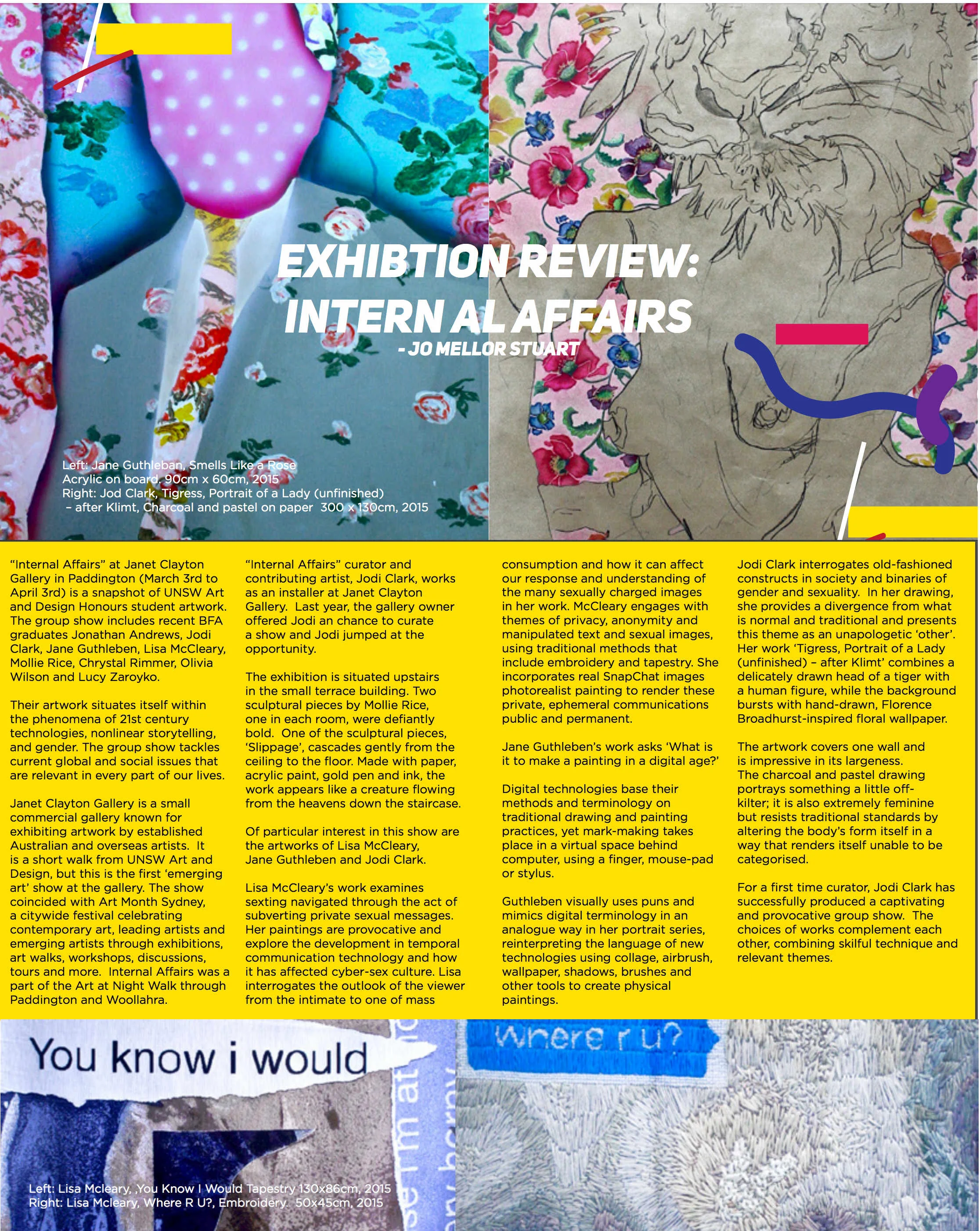 Review of Internal Affairs curated by Jodi Clark in Arcadia, UNSW Art and Design Student Life