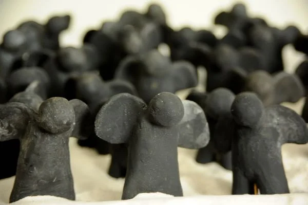 angels, saggar firing raku clay 8cm high each. (1).jpg
