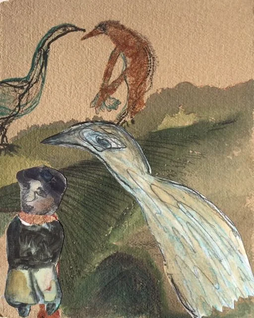 Figure with Three Birds