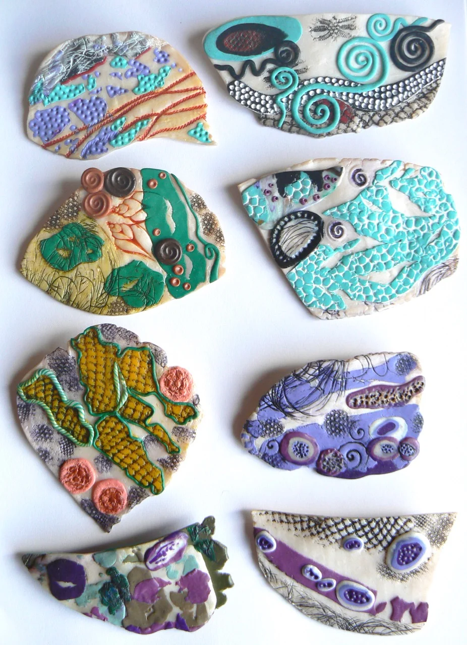 99 Eight brooches polymer clay 2015-2016.jpg