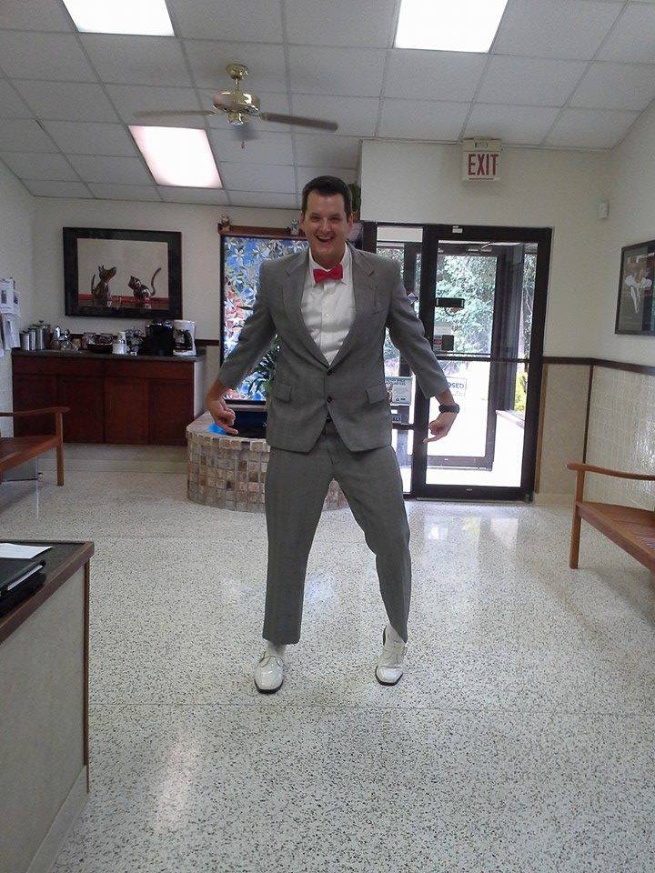 Our Merial rep, Scott, is in the spirit! PeeWee!