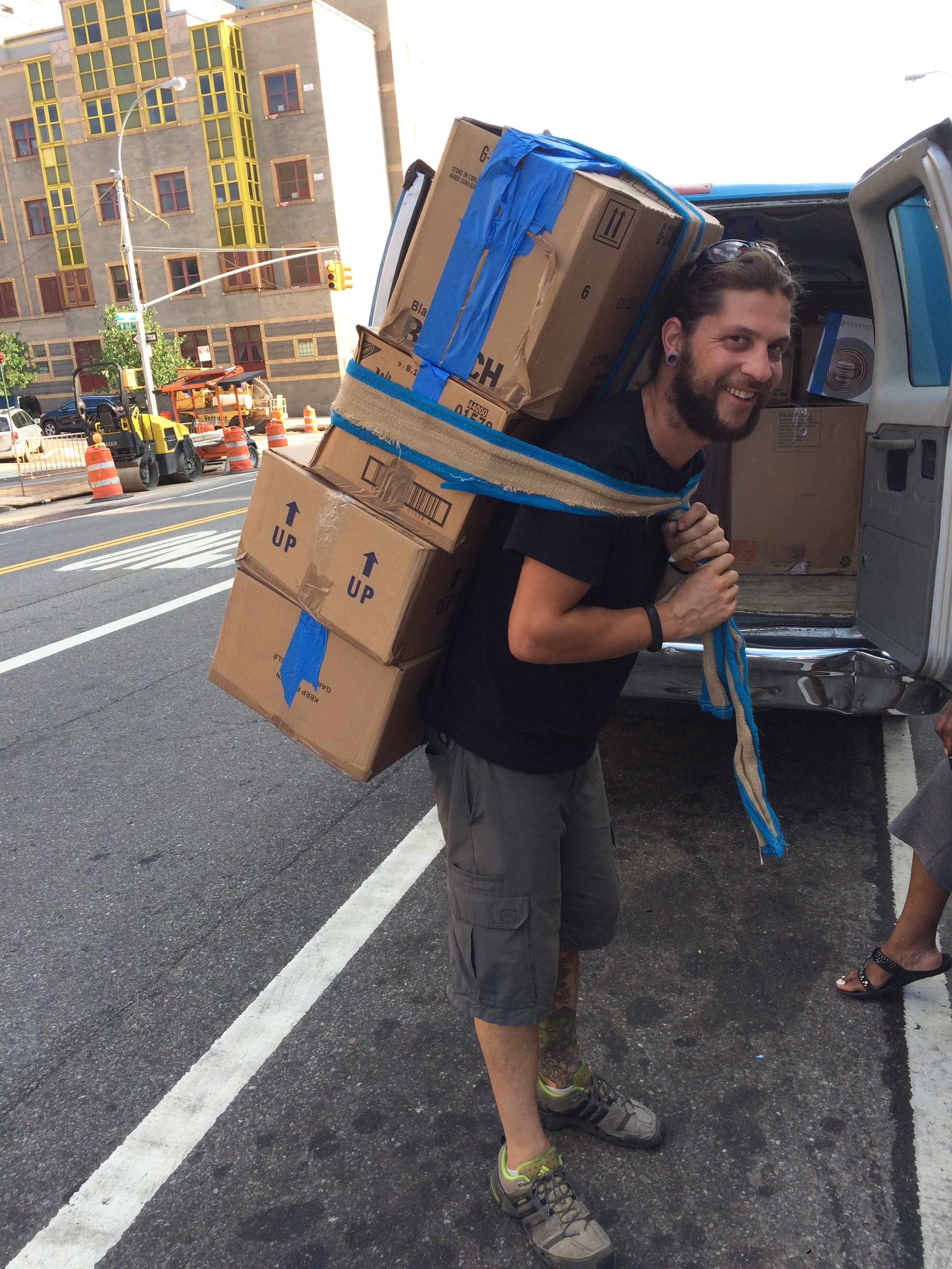Apparently I only like to take pictures of Jesse while he is strapping heavy boxes to his back