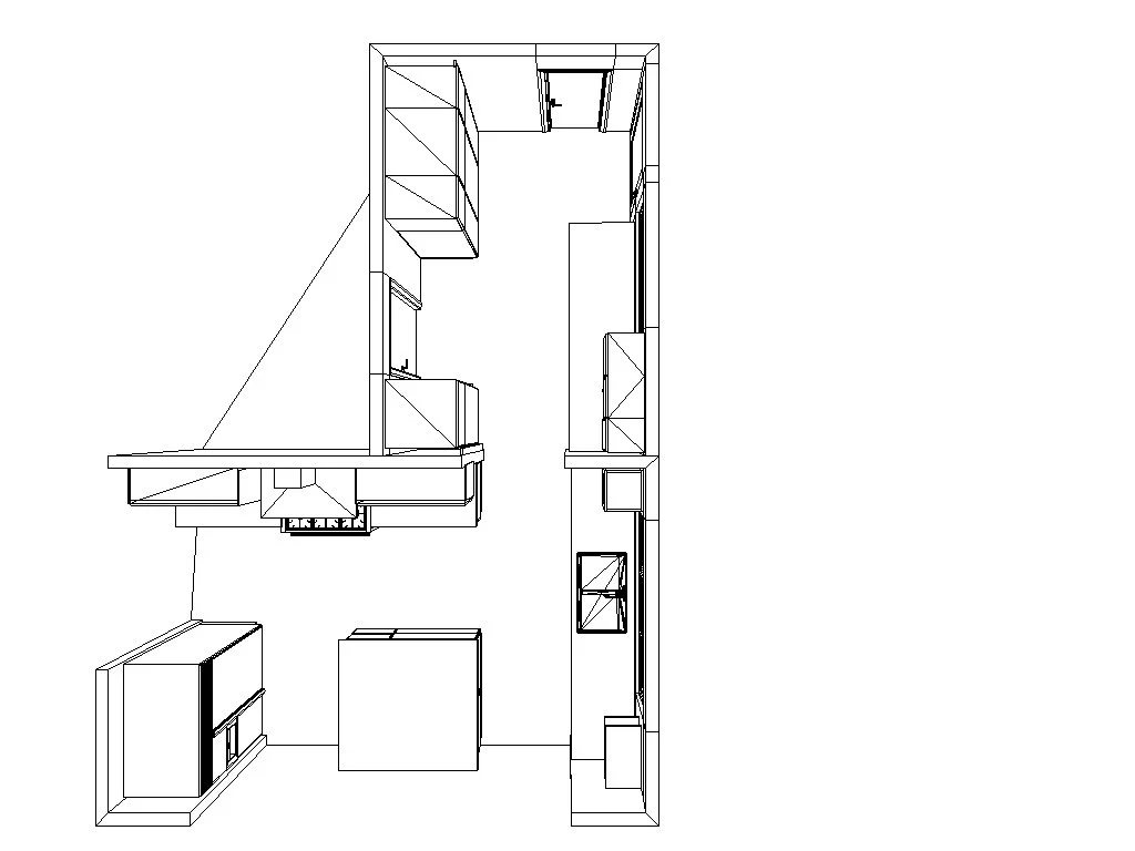 3D Birds Eye View Kitchen B
