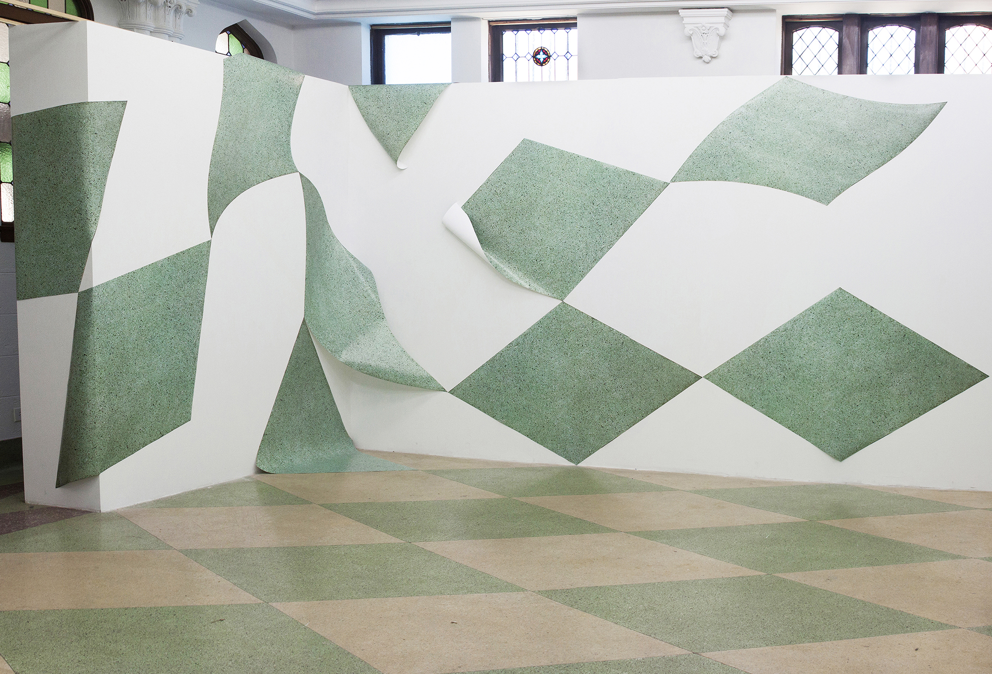 Marble, quartz, granite, glass, or other suitable materials , 2018. Temporary installation at ACRE Projects, Chicago, IL.
