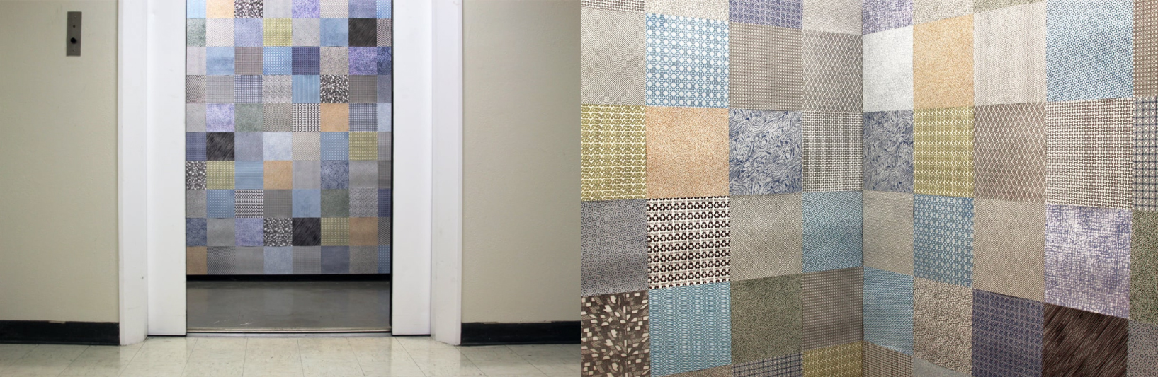 Securely Enveloped , 2013.Temporary elevator installation at SMU Meadows School of the Arts, Dallas, TX.