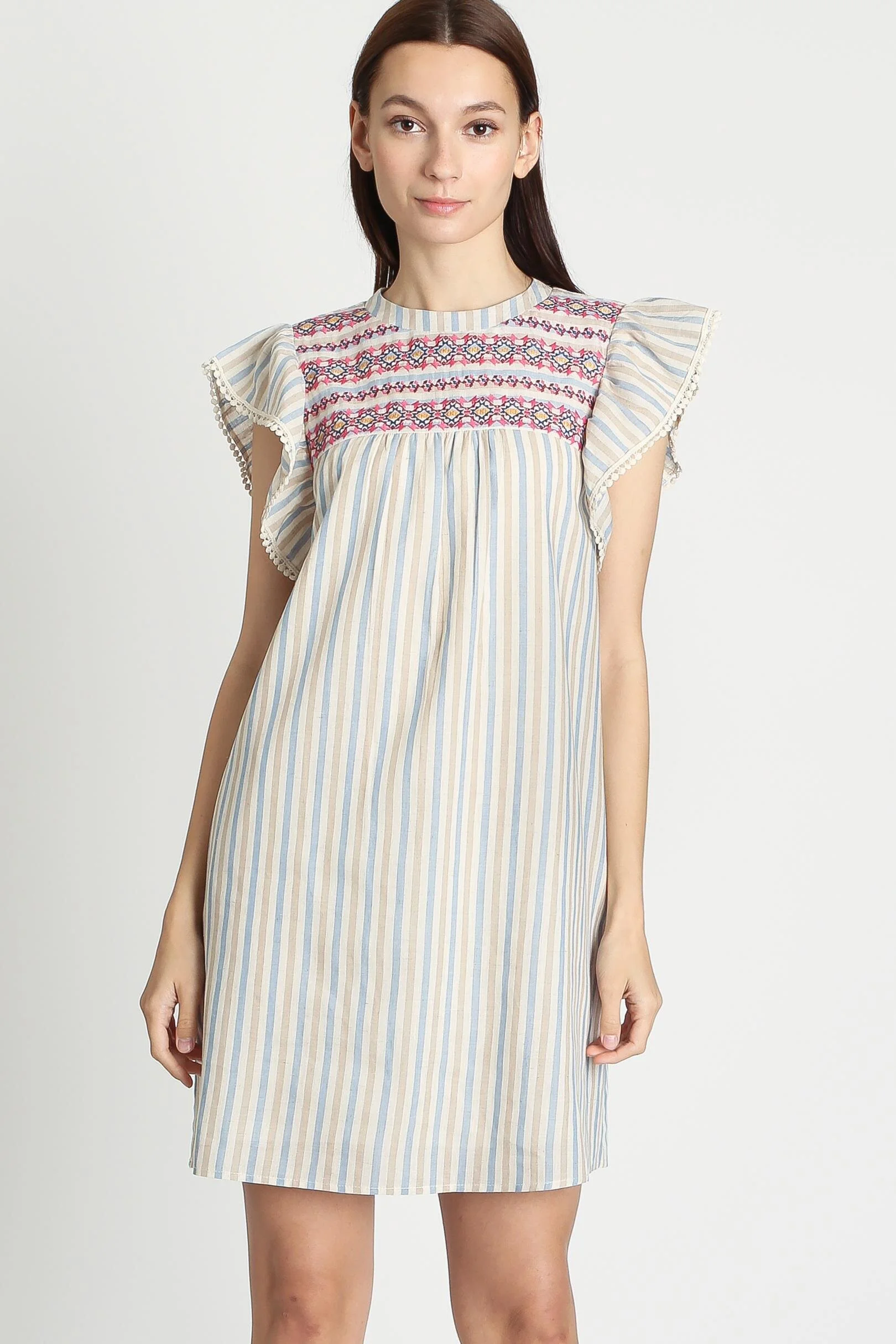 short sleeve linen shift dress
