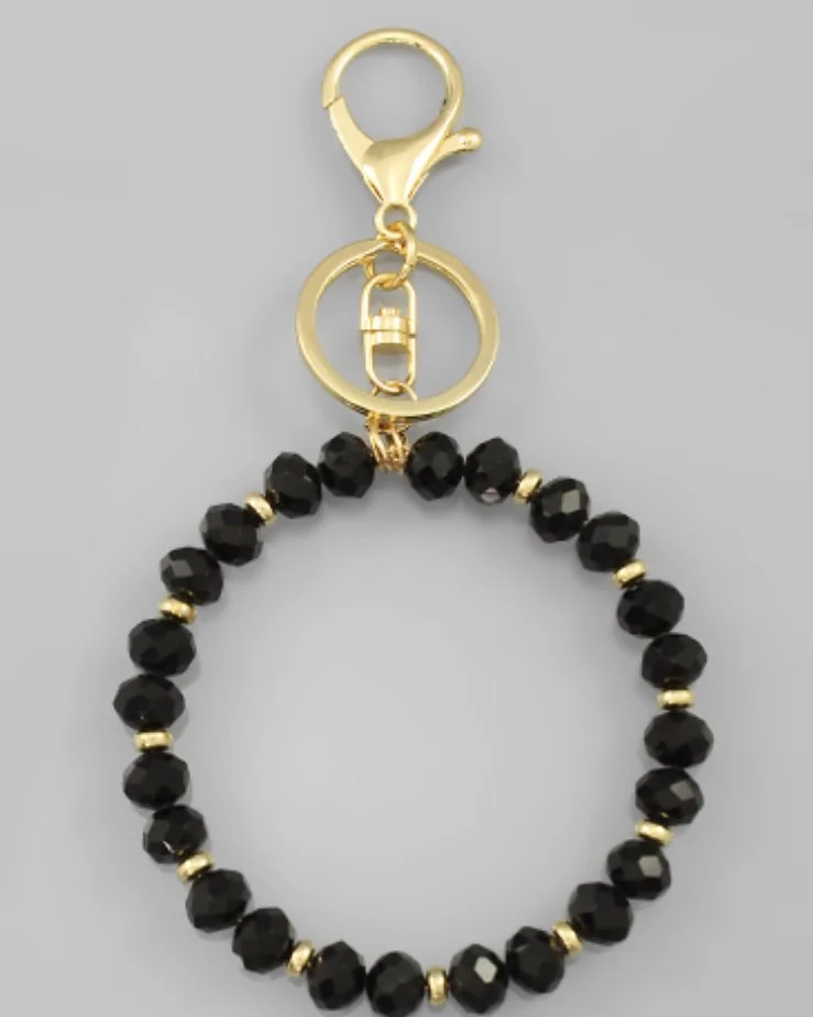 Black and Yellow Beaded Keychain Bracelet Beaded Keychain Wristlet With Silicone Beads - Sunflower  main image 3