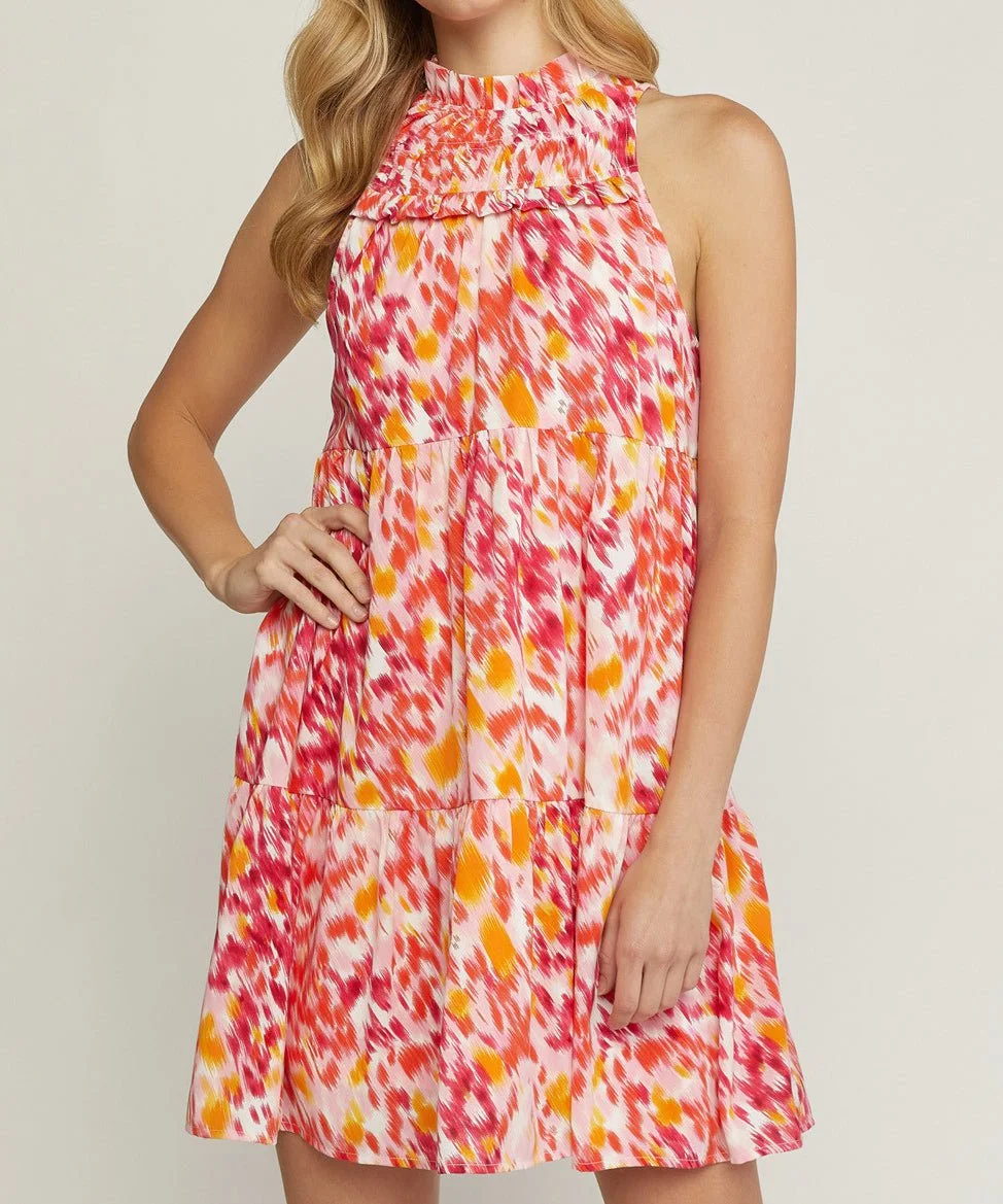 Magenta Sleeveless Watercolor Print 