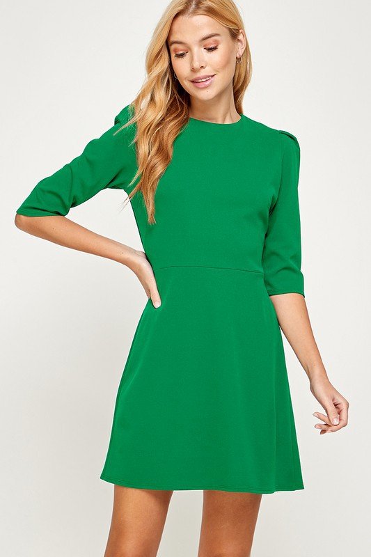 Kelly Green Sleeve Fitted Waist Shift Dress Valley Chic Boutique