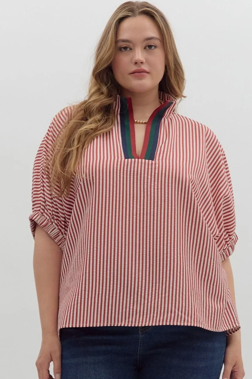 Vivo Essi Front Slit Maxi Top - White / Rust Print main image 1