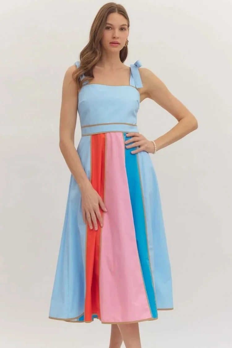 blue and red striped dress Blue and Red Striped Sleeveless Fitted Waist Maxi Dress — Valley Chic  Boutique