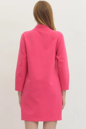 chinese dress ladies Hot Pink Sequin V-Neck Long Sleeve Short Homecoming Dress – Modsele main image 1