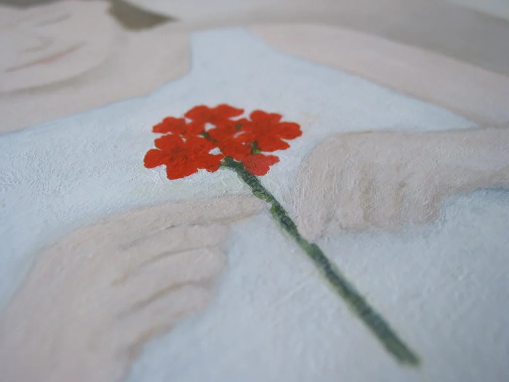  Close up of geranium in "Ruthie's Red".    