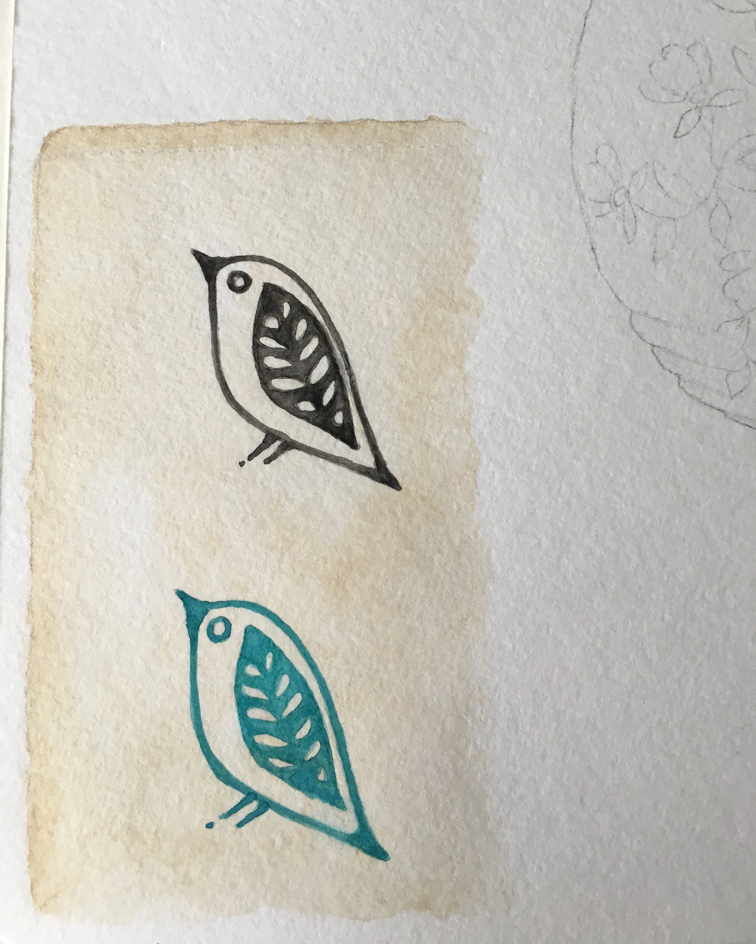 little modern birds towel - watercolor