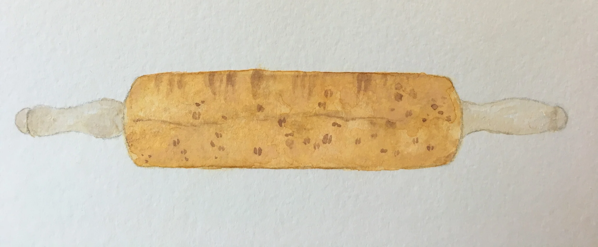 bird's eye maple rolling pin - watercolor