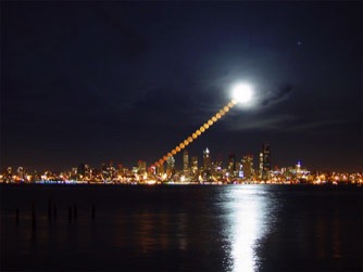 “The Moonrise Over Seattle”. Credit and Copyright, Shay Stevensshay@shay.ws