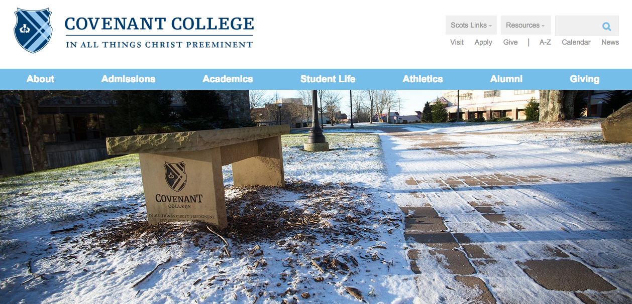 Image of the new Covenant College website