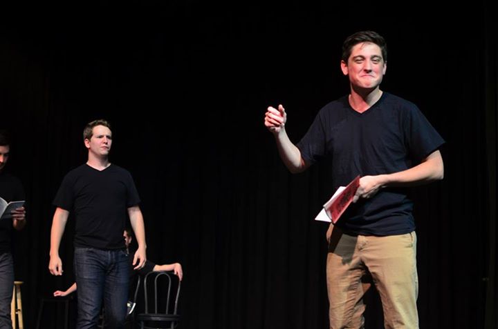 Jamison Shimmel and Taylor Kelly performing at Laugh Track, photo by Abby Whisler