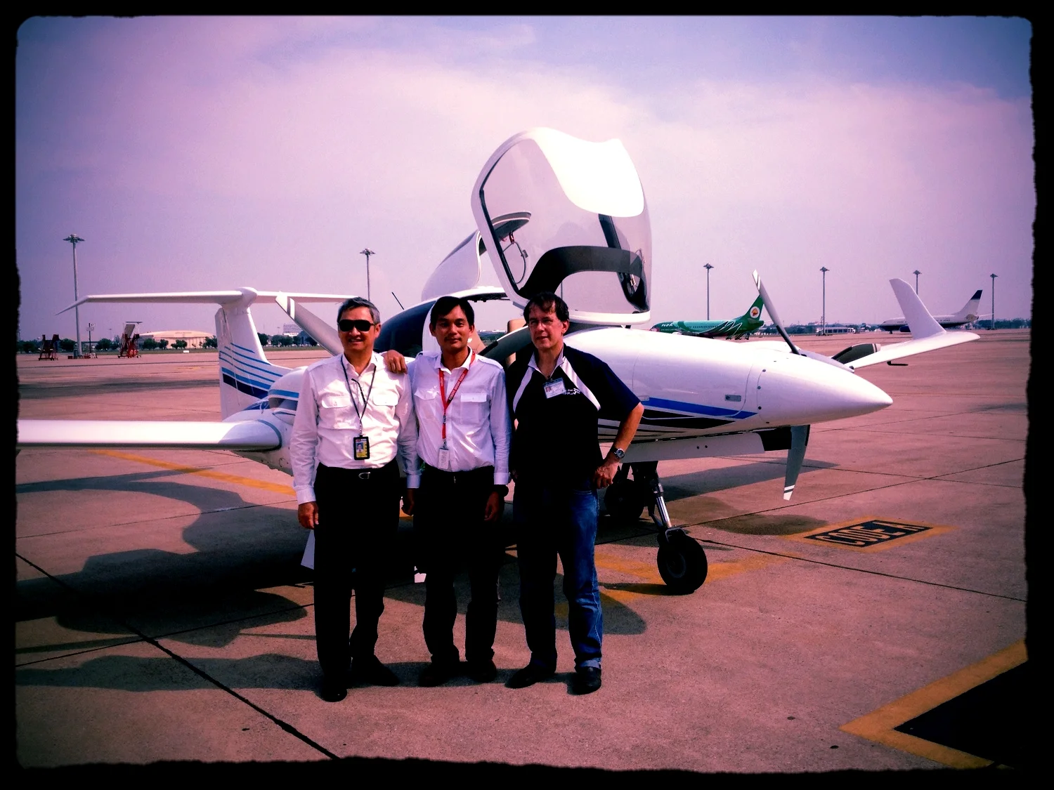 Brand new DA42NG in Bangkok AAS Ltd Diamond service center enroute Malaysia