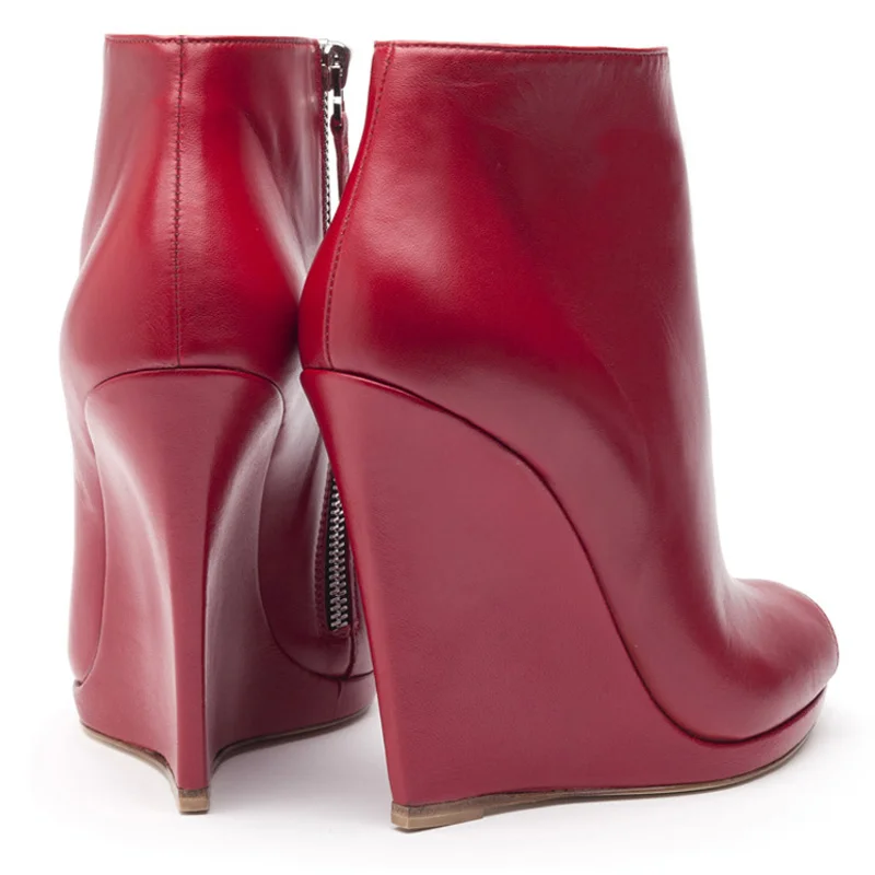 Designer Red Wedge booties back