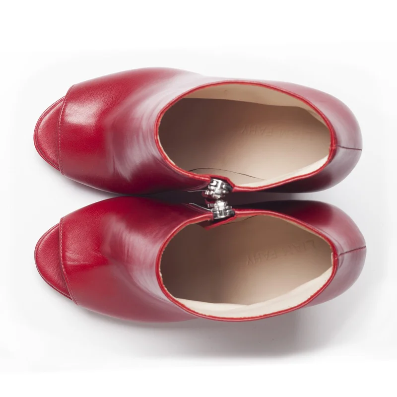 Designer Red Wedge booties top view