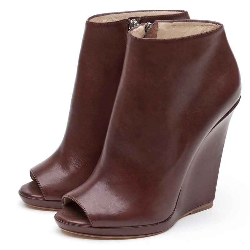 Alyse Tobacco Brown Elbamatt Wedges