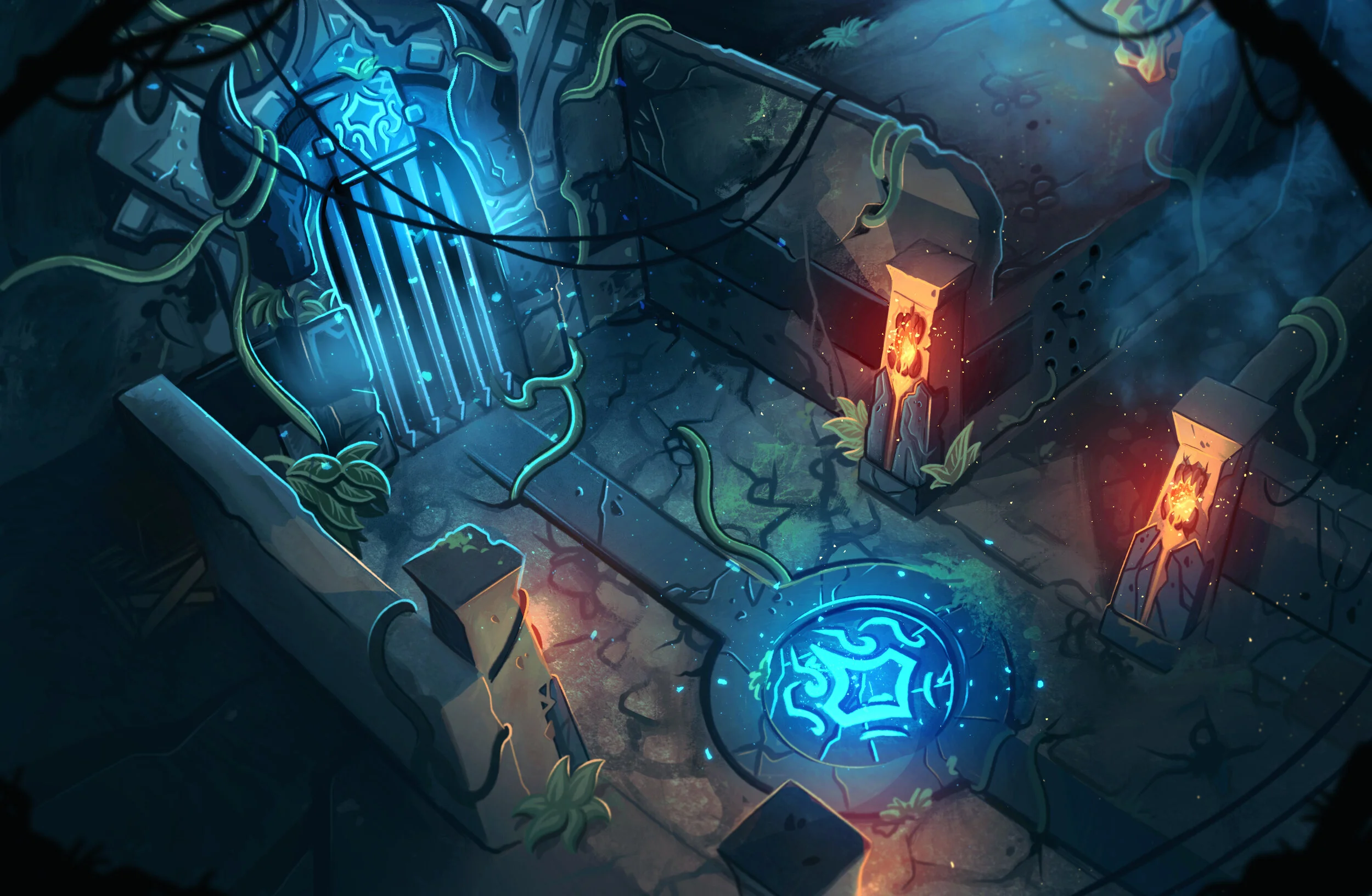 Overgrown Dungeon Process - First attempt at using 3D in my work