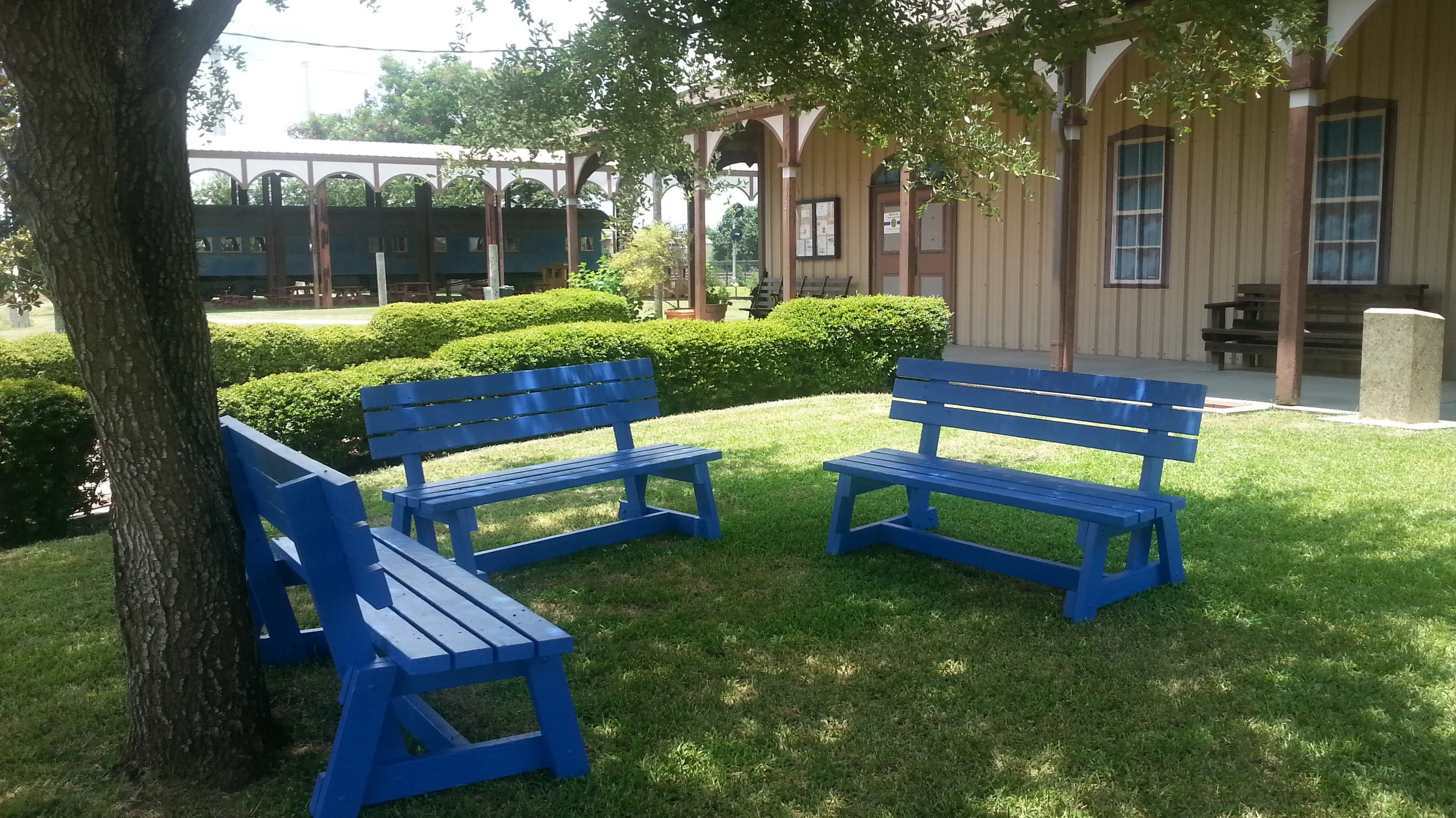 RRM was the beneficiary of Amol Perubhatla's Eagle Project, blue benches to enhance Museum grounds
