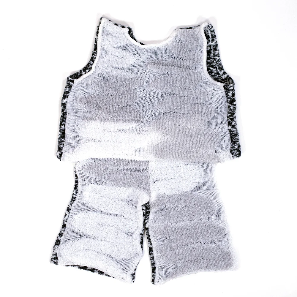 SPIRIT ELEPHANT Stoll Knit, 2017. Mohair, hand-dyed transparent film yarn, monofilament. This piece is part of a series of costumes made in collaboration with Bruce Li for a children's dance performance. 