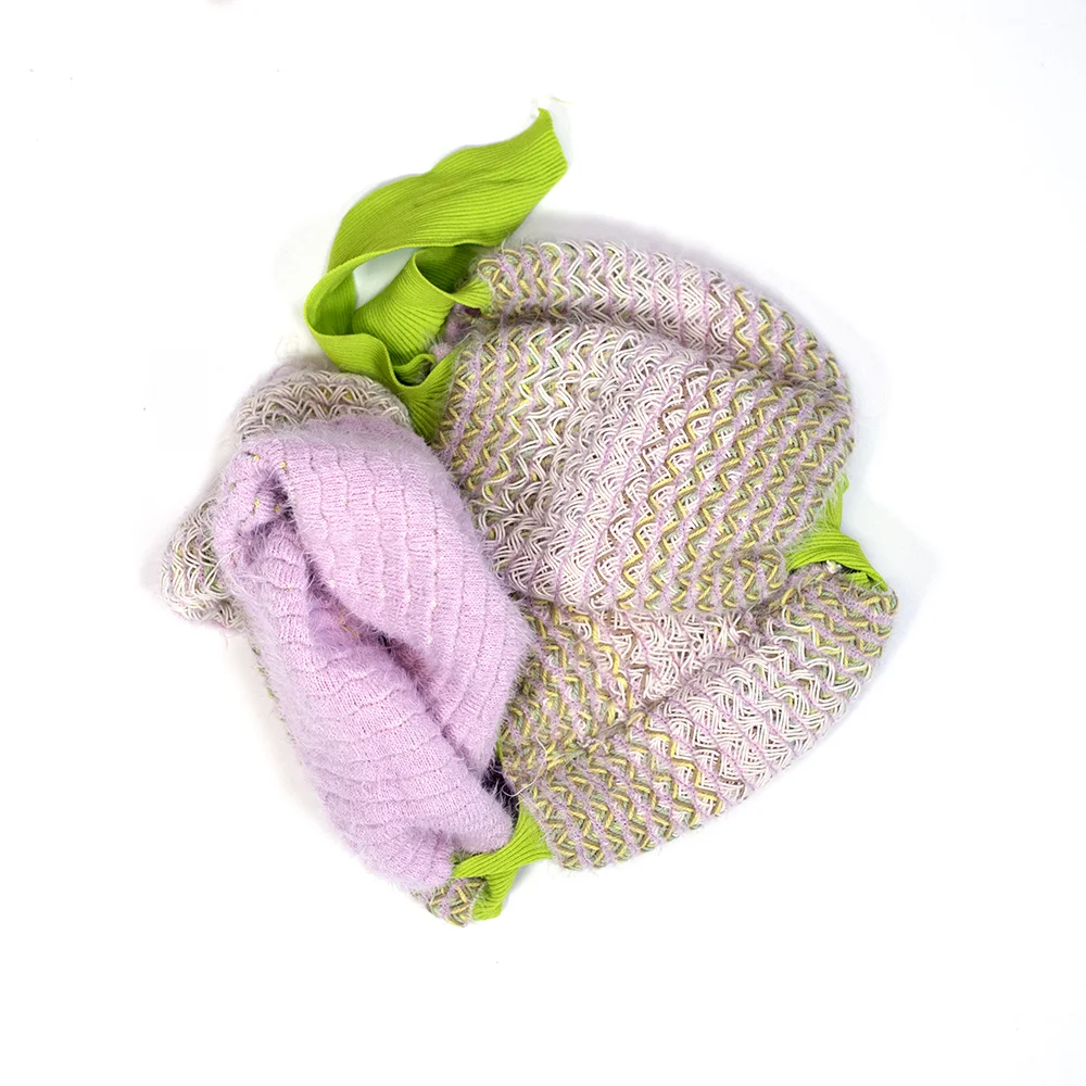 TREE Stoll Knit, 2017. Elastic, cotton cording, wool, polyester, metallic. This piece is part of a series of costumes made in collaboration with Bruce Li for a children's dance performance. 