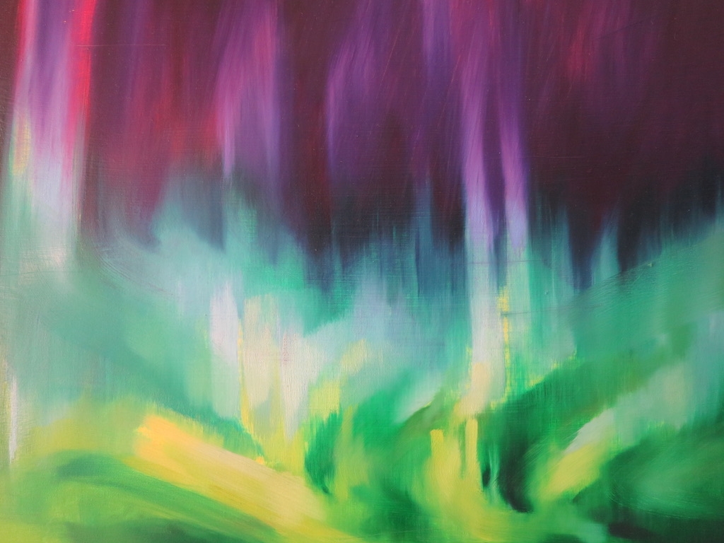 Sam McKinniss, Aurora Borealis (Study) , 2017, detail