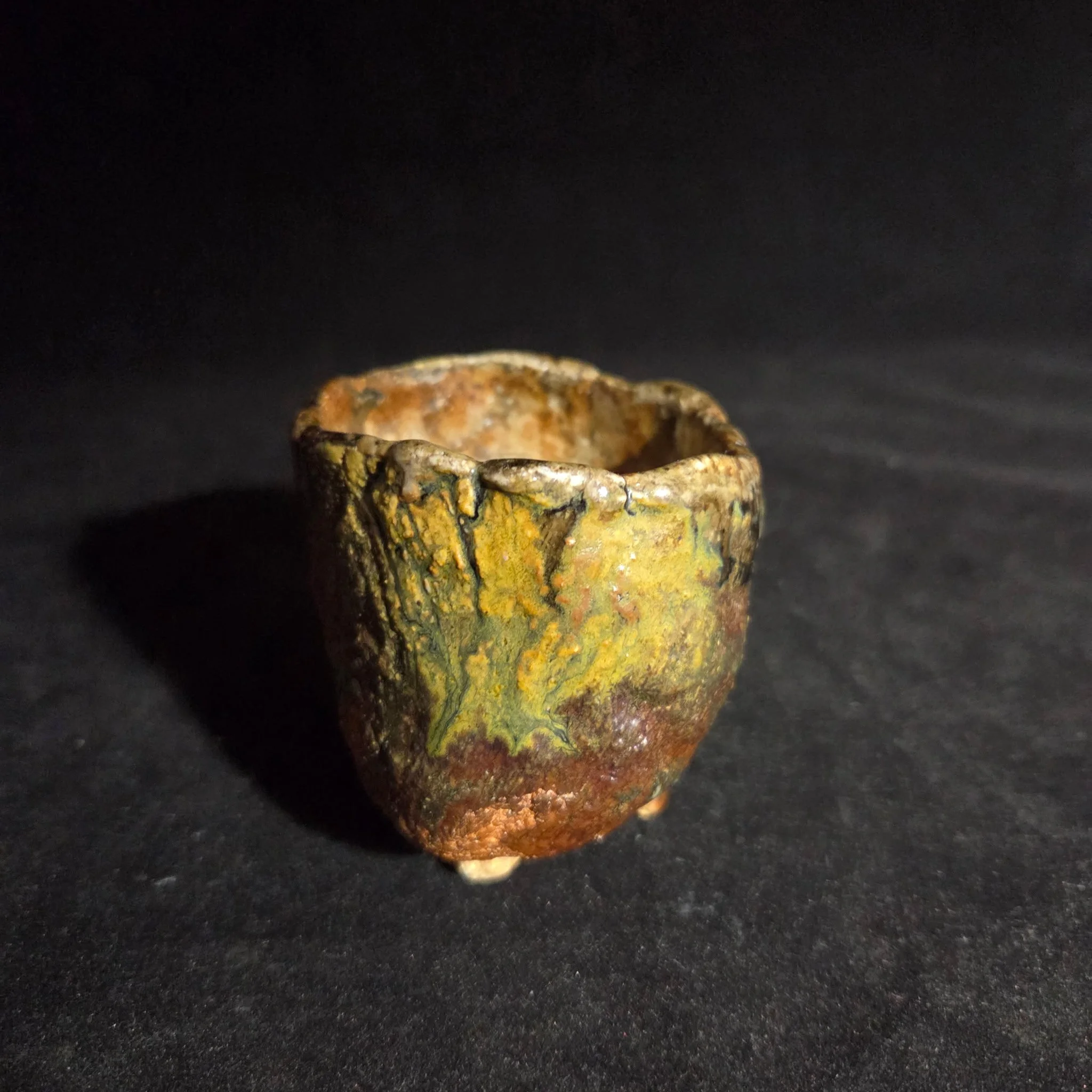 Earth Tone Glazed Pottery Cup