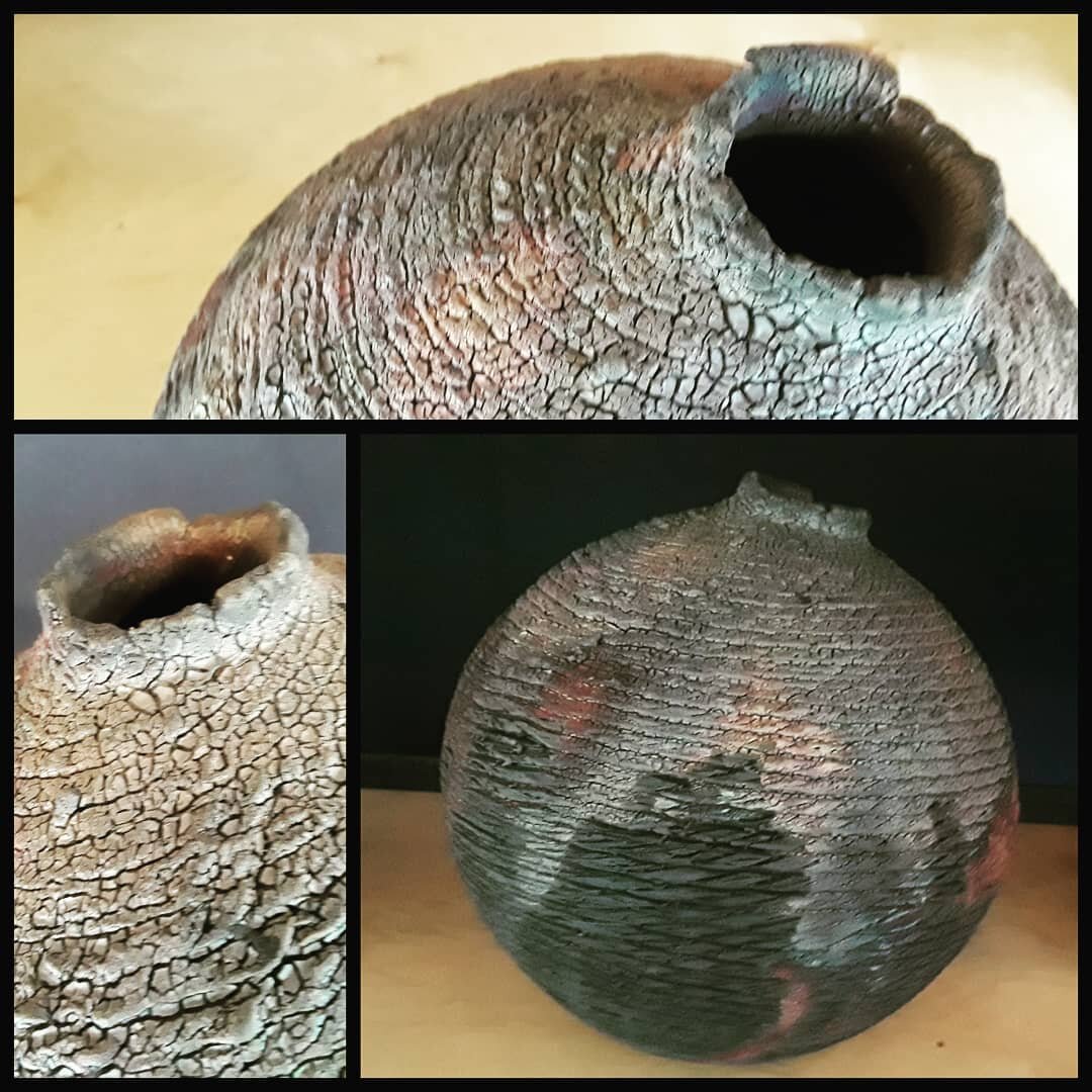 Raku Vessel copper matte glaze .
Wheel thrown then altered

#claybell#gardenbell#templebell
#garden#gardenideas#uniquegift 
#chime#gardenfeature#japan#torii 
#gardendesign#bonsai# tea #teapot
#mugs #teaaccessories #raku