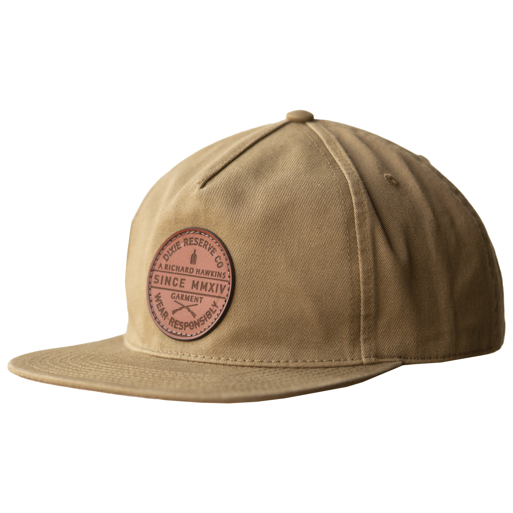drco leather 5 panel dad cap moss.png