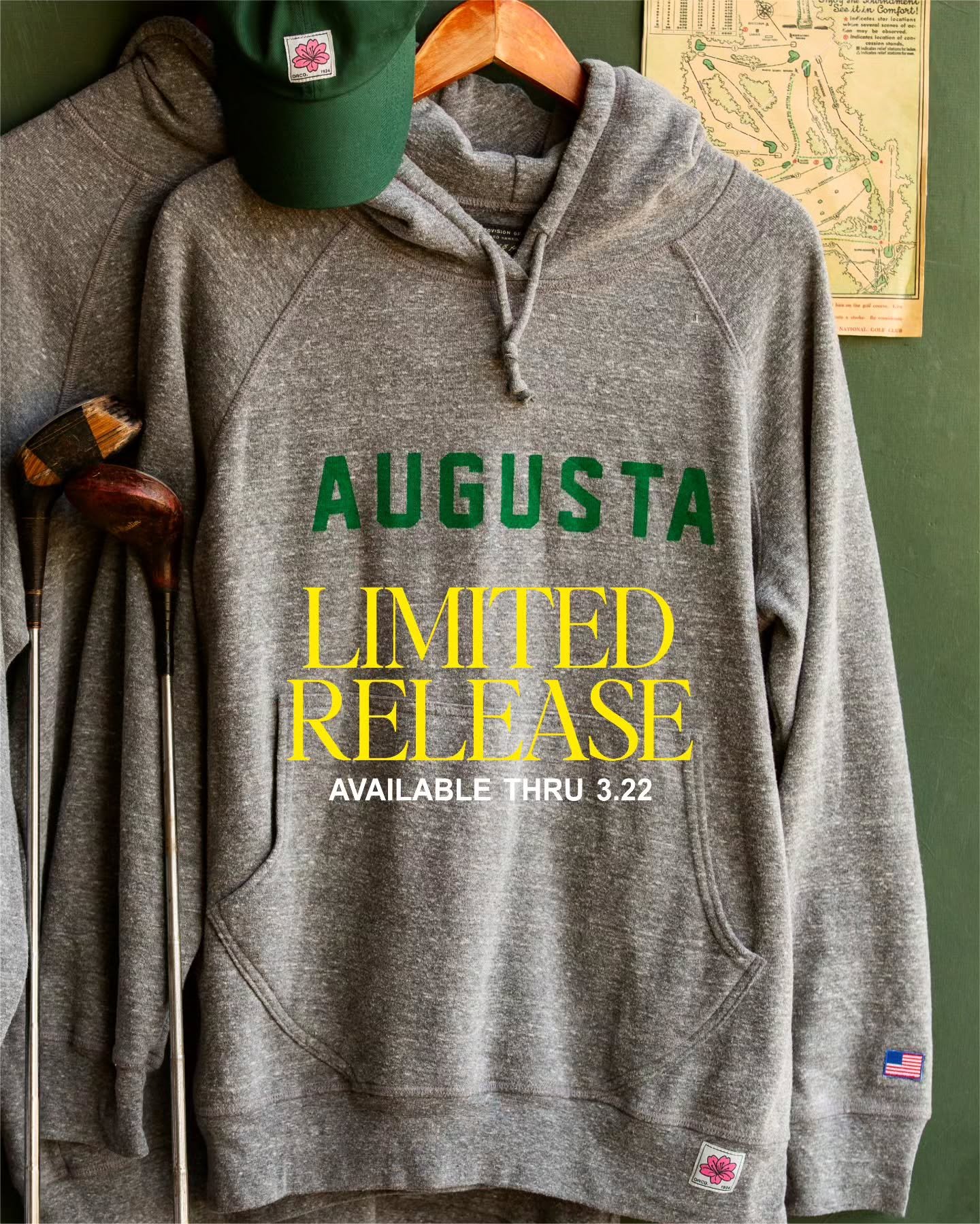 Hello, Friends! A patron favorite is back. Limited release now available for order only through MARCH 22. #Augusta hoodie pre-orders will ship prior to #Masters week 2026.

#themasters