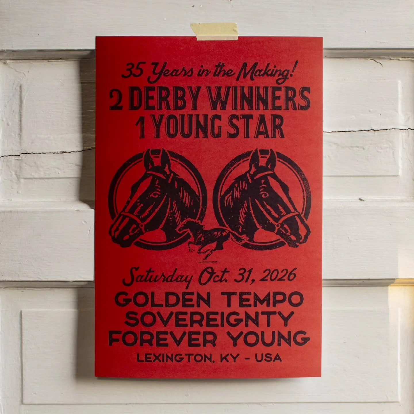 Big weekend in the Bluegrass State. Bigger weekend to dress as a Kentucky Derby winning horse for Halloween. 🐎 #breederscup

#goldentempo #sovereignty #foreveryoung